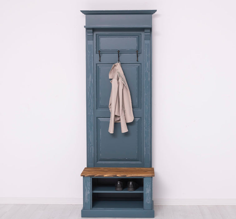Schmale Garderobe aus Massivholz mit Ablage und 3 Haken