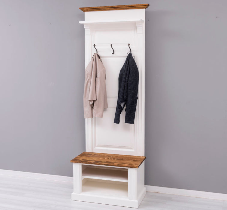 Schmale Garderobe aus Massivholz mit Ablage und 3 Haken