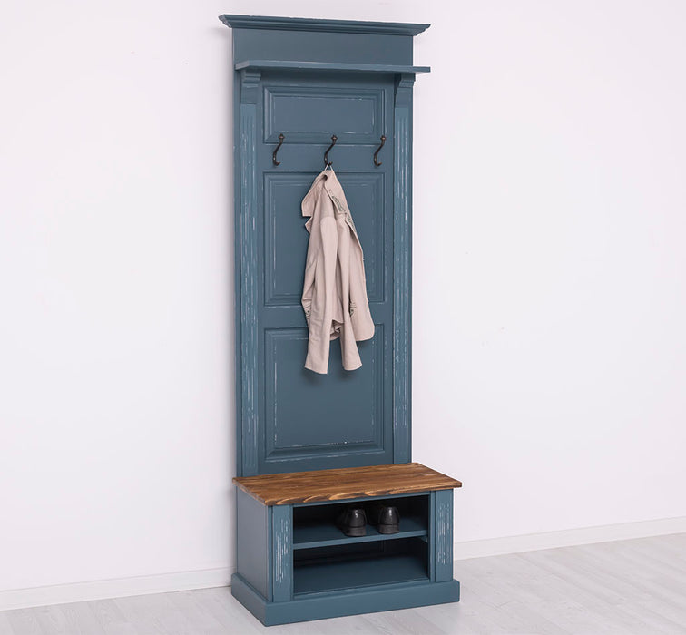 Schmale Garderobe aus Massivholz mit Ablage und 3 Haken