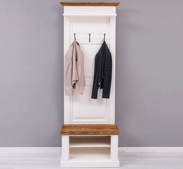 Schmale Garderobe aus Massivholz mit Ablage und 3 Haken