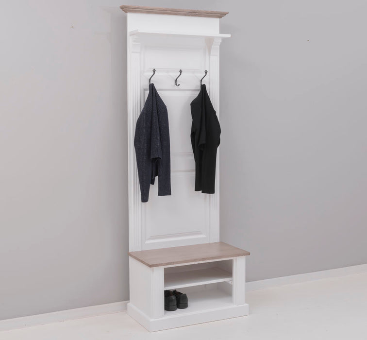 Schmale Garderobe aus Massivholz mit Ablage und 3 Haken