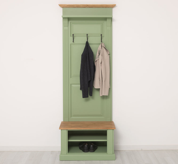 Schmale Garderobe aus Massivholz mit Ablage und 3 Haken