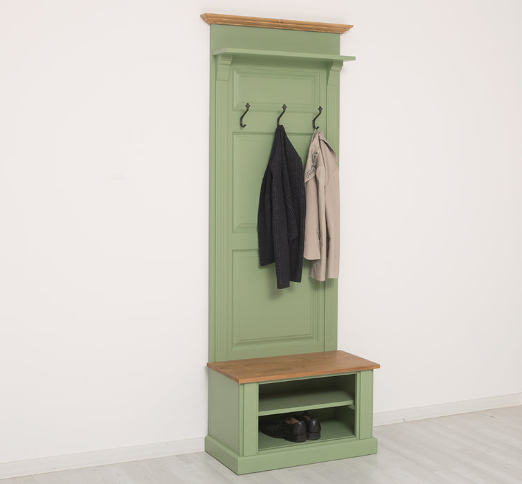 Schmale Garderobe aus Massivholz mit Ablage und 3 Haken