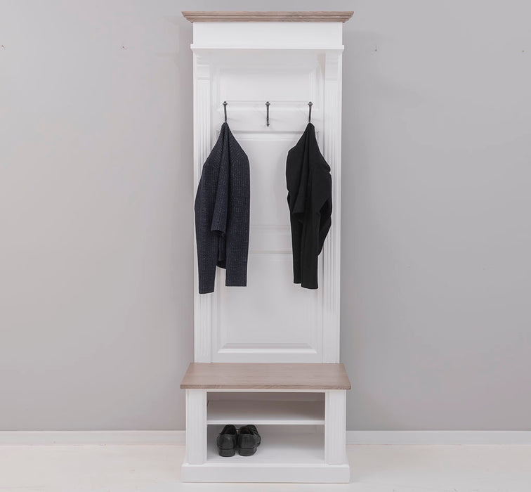 Schmale Garderobe aus Massivholz mit Ablage und 3 Haken