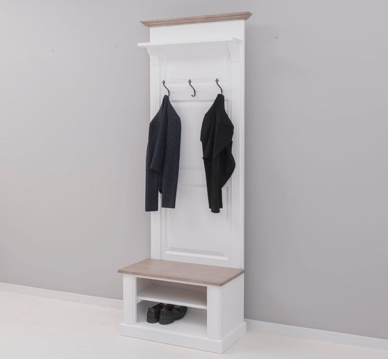 Schmale Garderobe aus Massivholz mit Ablage und 3 Haken
