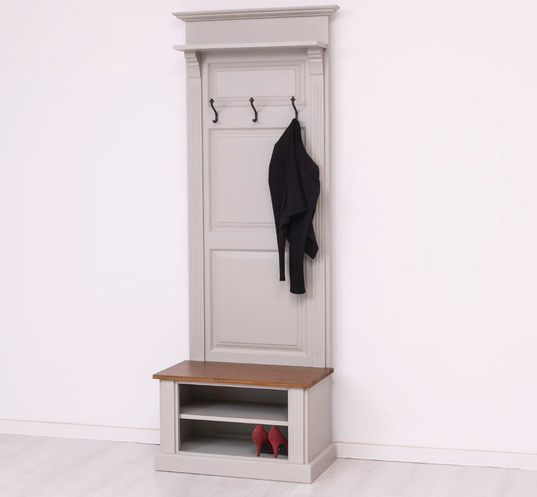 Schmale Garderobe aus Massivholz mit Ablage und 3 Haken