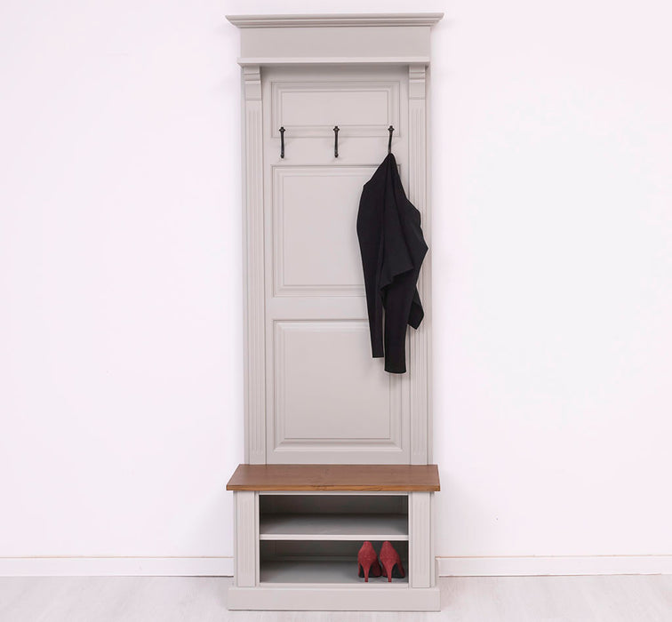 Schmale Garderobe aus Massivholz mit Ablage und 3 Haken