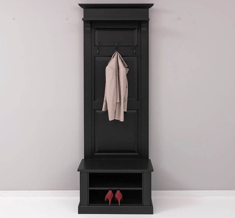 Schmale Garderobe aus Massivholz mit Ablage und 3 Haken — Massivholzmöbel-Becker