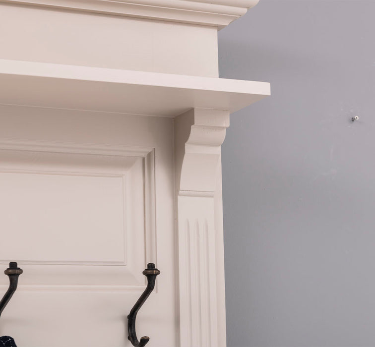 Schmale Garderobe aus Massivholz mit Ablage und 3 Haken uni