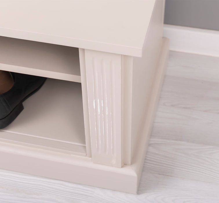Schmale Garderobe aus Massivholz mit Ablage und 3 Haken uni
