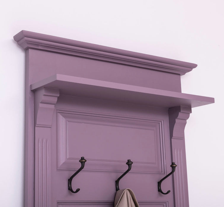 Schmale Garderobe aus Massivholz mit Ablage und 3 Haken uni