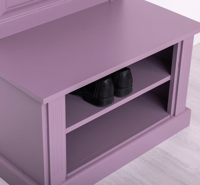 Schmale Garderobe aus Massivholz mit Ablage und 3 Haken uni