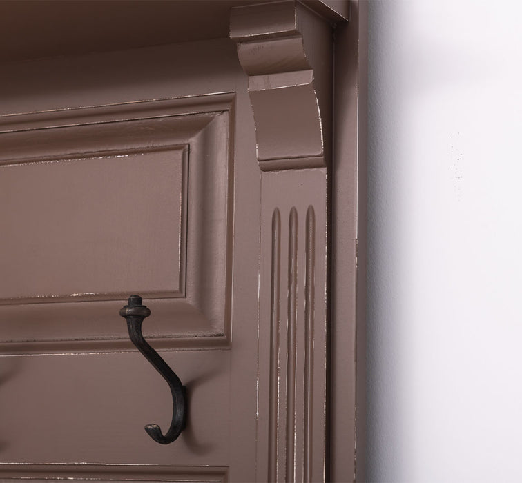 Schmale Garderobe aus Massivholz mit Ablage und 3 Haken uni