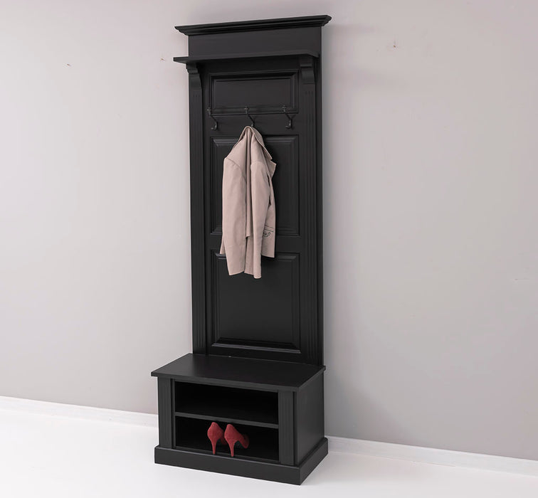 Schmale Garderobe aus Massivholz mit Ablage und 3 Haken uni