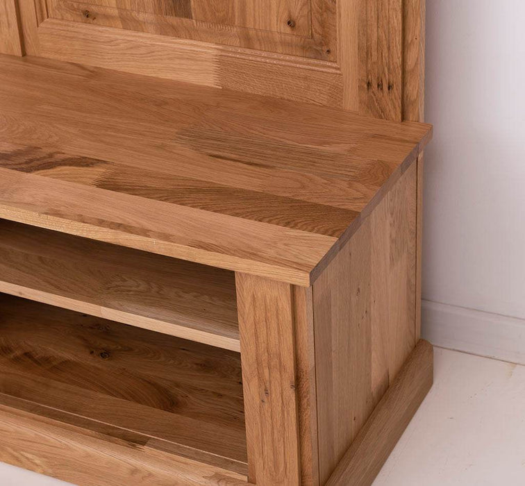 Schmale Garderobe aus massiver Eiche mit Ablage und 3 Haken -