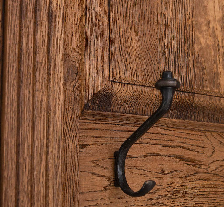 Schmale Garderobe aus massiver Eiche mit Ablage und 3 Haken -