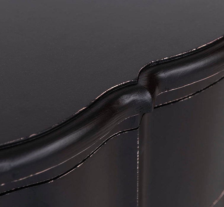 Schmale Kommode aus Massivholz - geschwungener Schubladenschrank - Vintage Schwarz