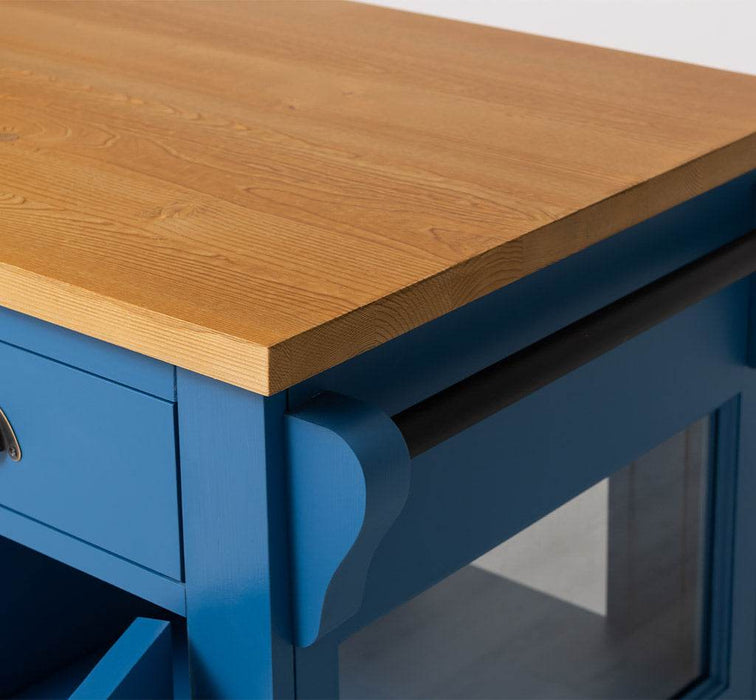 Schmale Kücheninsel aus Massivholz mit 3 Schubladen -