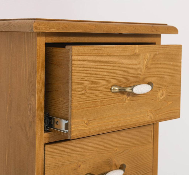 Schmale Schubladensäule aus Massivholz mit 7 Schubladen - Schwarz