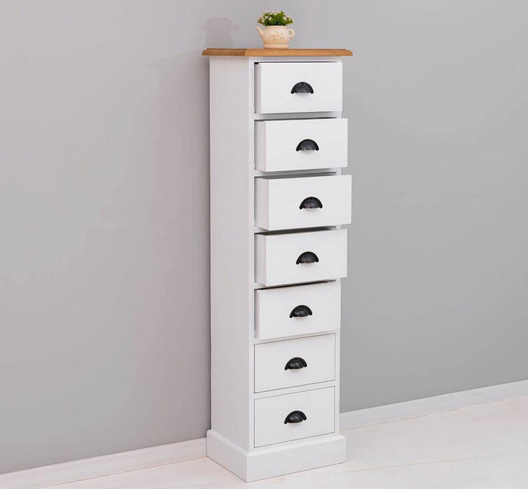 Schmale Schubladensäule aus Massivholz mit 7 Schubladen - Schwarz