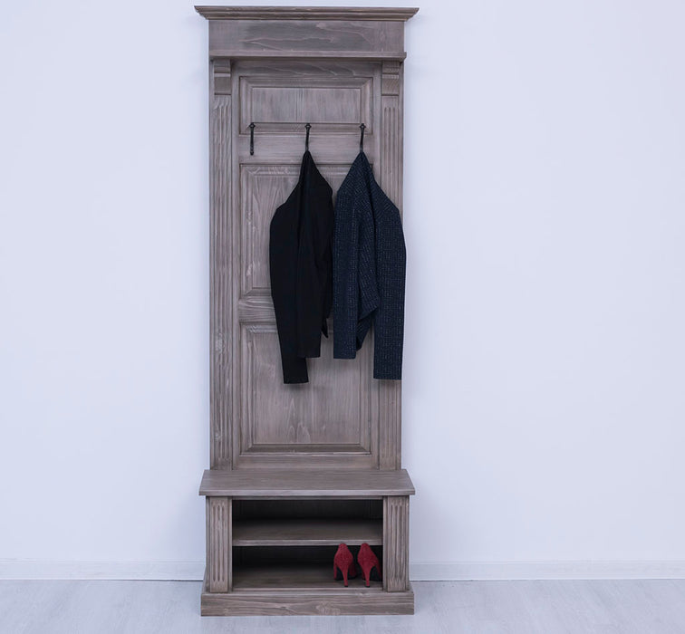 Schmale Garderobe aus Massivholz mit Ablage und 3 Haken