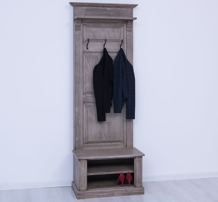 Schmale Garderobe aus Massivholz mit Ablage und 3 Haken