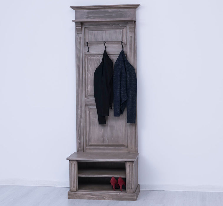 Schmale Garderobe aus Massivholz mit Ablage und 3 Haken