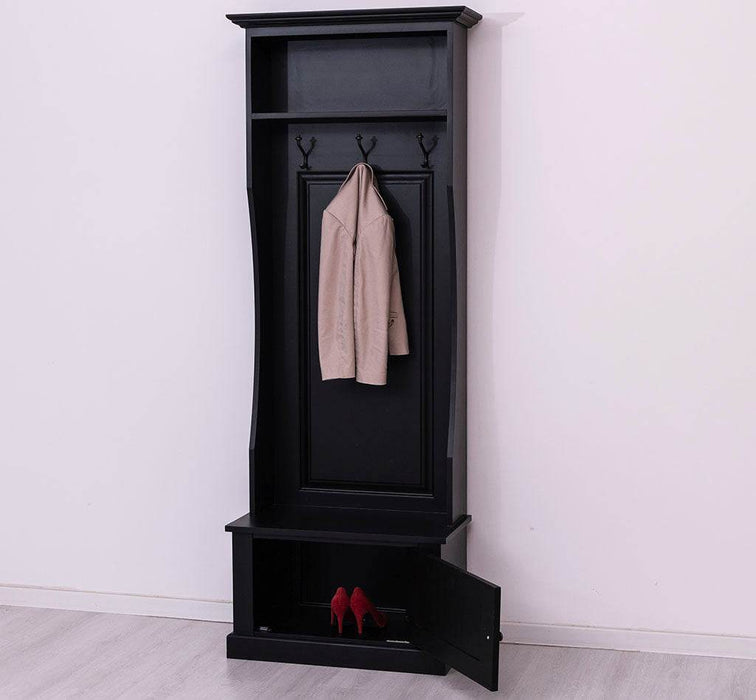 Schmale Garderobe aus Massivholz mit 3 Haken - in verschiedenen Farben -