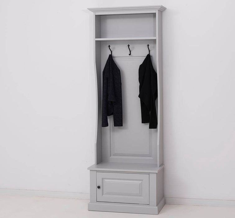 Schmale Garderobe aus Massivholz mit 3 Haken - in verschiedenen Farben -