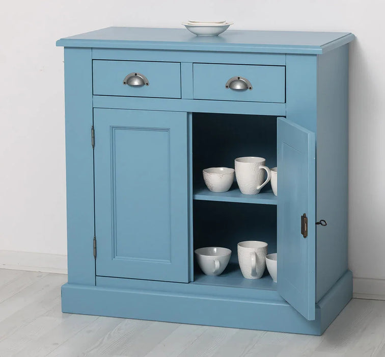 Schmaler Geschirrschrank aus Massivholz | 2-teilig | 3 Türen | 2 Schubladen