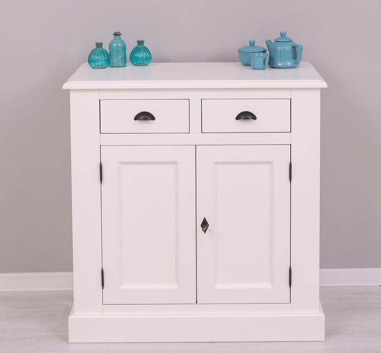 Schmaler Geschirrschrank aus Massivholz | 2-teilig | 3 Türen | 2 Schubladen -