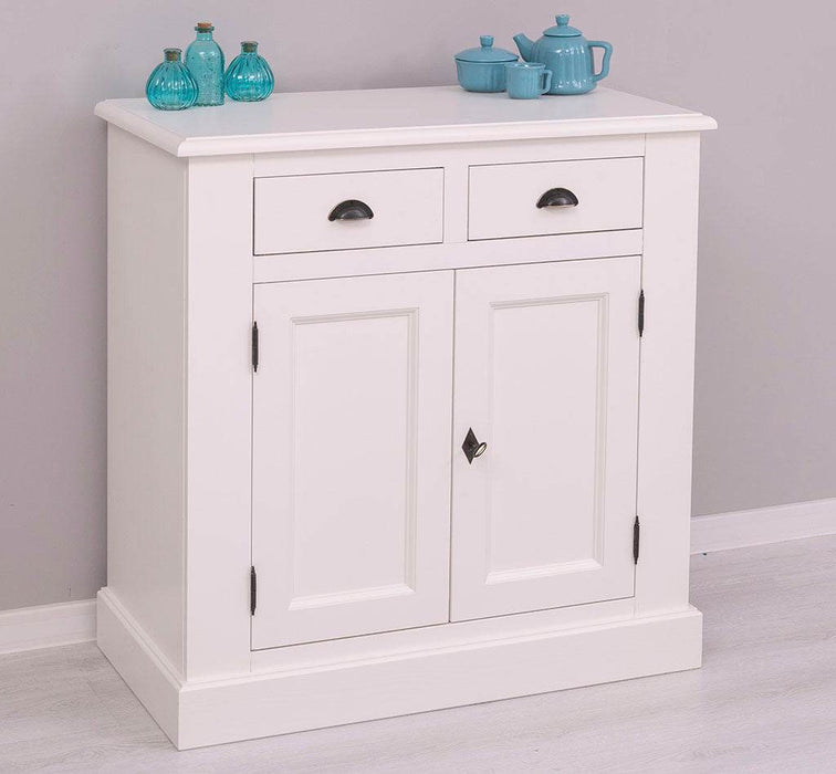 Schmaler Geschirrschrank aus Massivholz | 2-teilig | 3 Türen | 2 Schubladen -