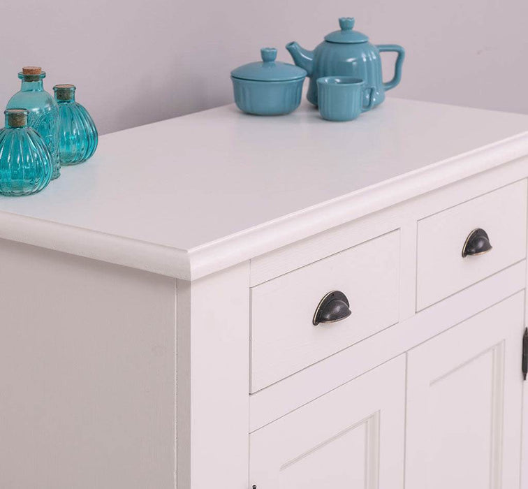 Schmaler Geschirrschrank aus Massivholz | 2-teilig | 3 Türen | 2 Schubladen -