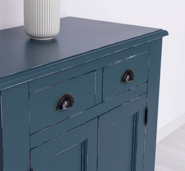 Schmaler Geschirrschrank aus Massivholz | 2-teilig | 3 Türen | 2 Schubladen -