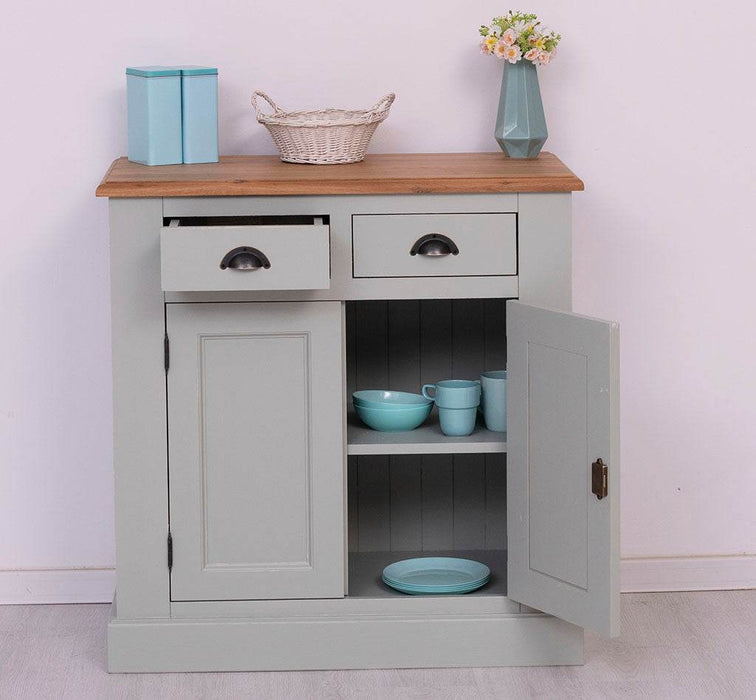 Schmaler Geschirrschrank aus Massivholz | 2-teilig | 3 Türen | 2 Schubladen -