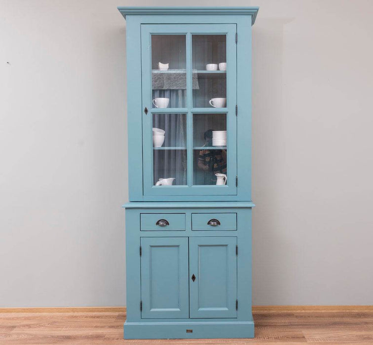 Schmaler Geschirrschrank aus Massivholz | 2-teilig | 3 Türen | 2 Schubladen -