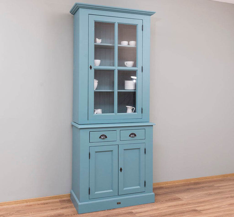 Schmaler Geschirrschrank aus Massivholz | 2-teilig | 3 Türen | 2 Schubladen -