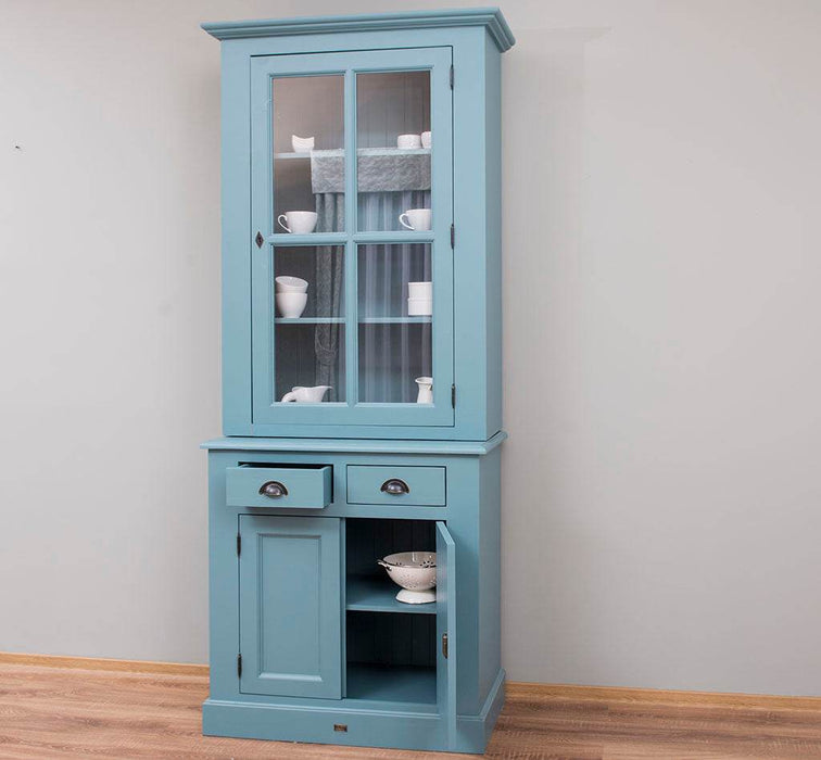 Schmaler Geschirrschrank aus Massivholz | 2-teilig | 3 Türen | 2 Schubladen -