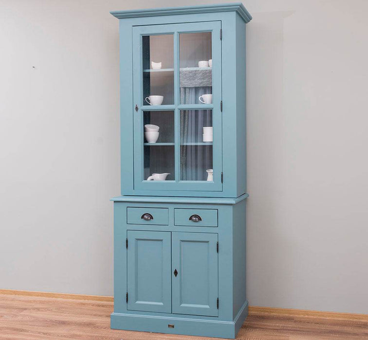 Schmaler Geschirrschrank aus Massivholz | 2-teilig | 3 Türen | 2 Schubladen -