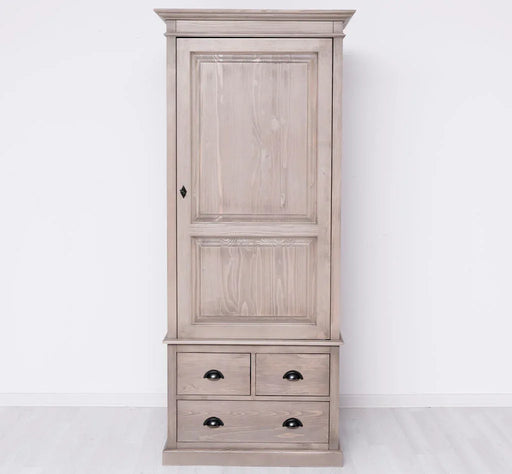 Schmaler Vintage Kleiderschrank aus Massivholz mit vier Schubladen