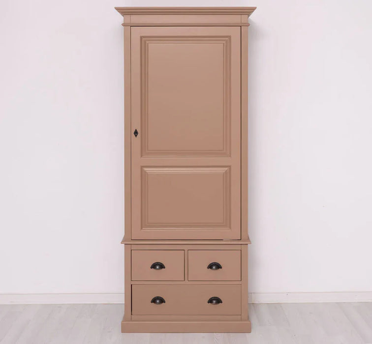 Schmaler Vintage Kleiderschrank aus Massivholz mit vier Schubladen