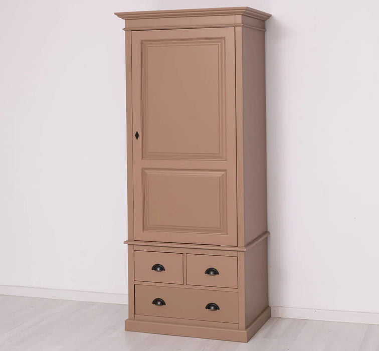 Schmaler Vintage Kleiderschrank aus Massivholz mit vier Schubladen