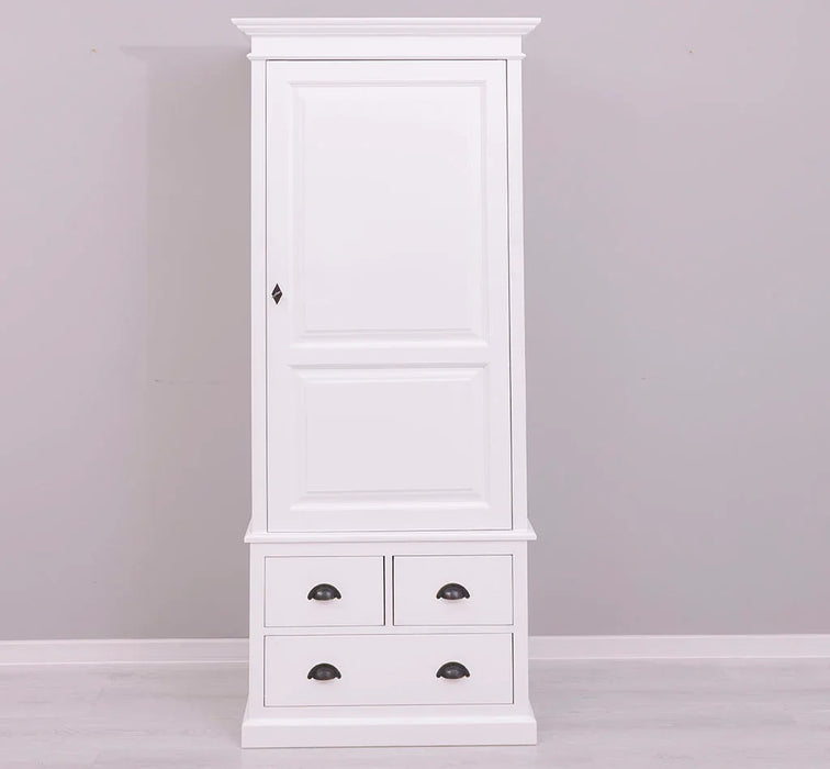 Schmaler Vintage Kleiderschrank aus Massivholz mit vier Schubladen