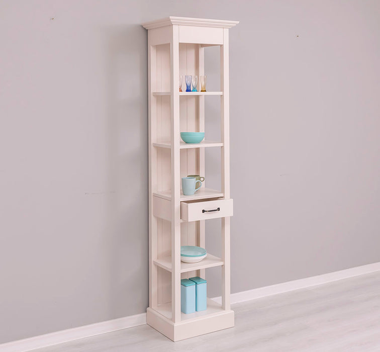 Schmales Regal aus Massivholz mit Schublade | Handtuchschrank | Küchenschrank