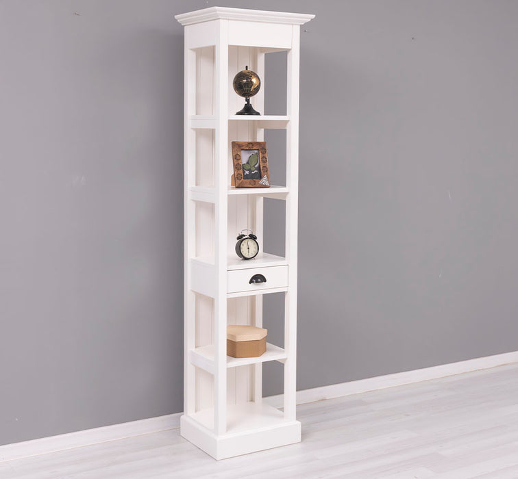 Schmales Regal aus Massivholz mit Schublade | Handtuchschrank | Küchenschrank