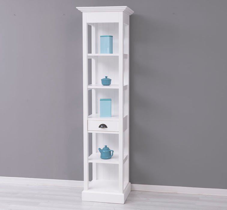 Schmales Regal aus Massivholz mit Schublade | Handtuchschrank | Küchenschrank