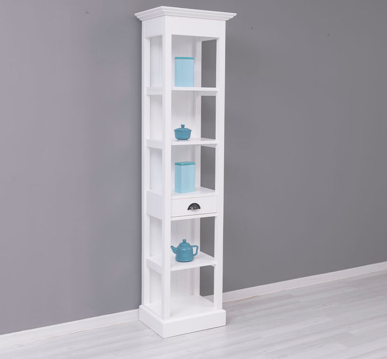 Schmales Regal aus Massivholz mit Schublade | Handtuchschrank | Küchenschrank