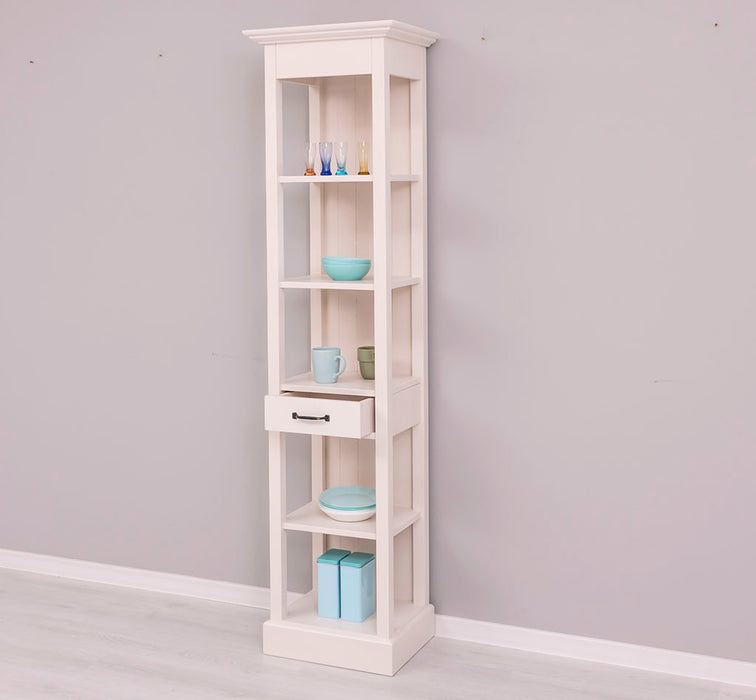 Schmales Regal aus Massivholz mit Schublade | Handtuchschrank | Küchenschrank