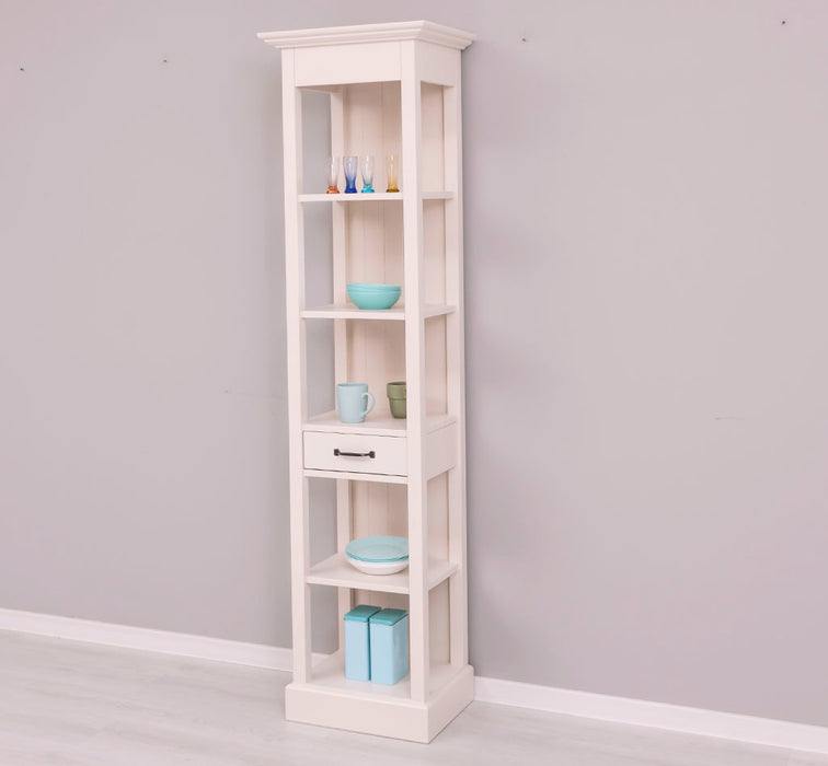 Schmales Regal aus Massivholz mit Schublade | Handtuchschrank | Küchenschrank