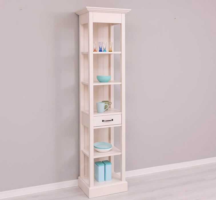 Schmales Regal aus Massivholz mit Schublade | Handtuchschrank | Küchenschrank